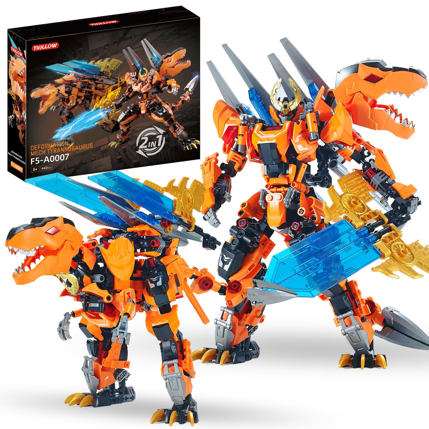 TIALLOW 2 in 1 Transform Mech Sets Dino Building Block for Boys